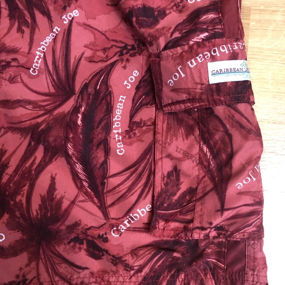 CARIBBEAN JOE Let’s Go maroon palm swim trunks XXL - Picture 2 of 11